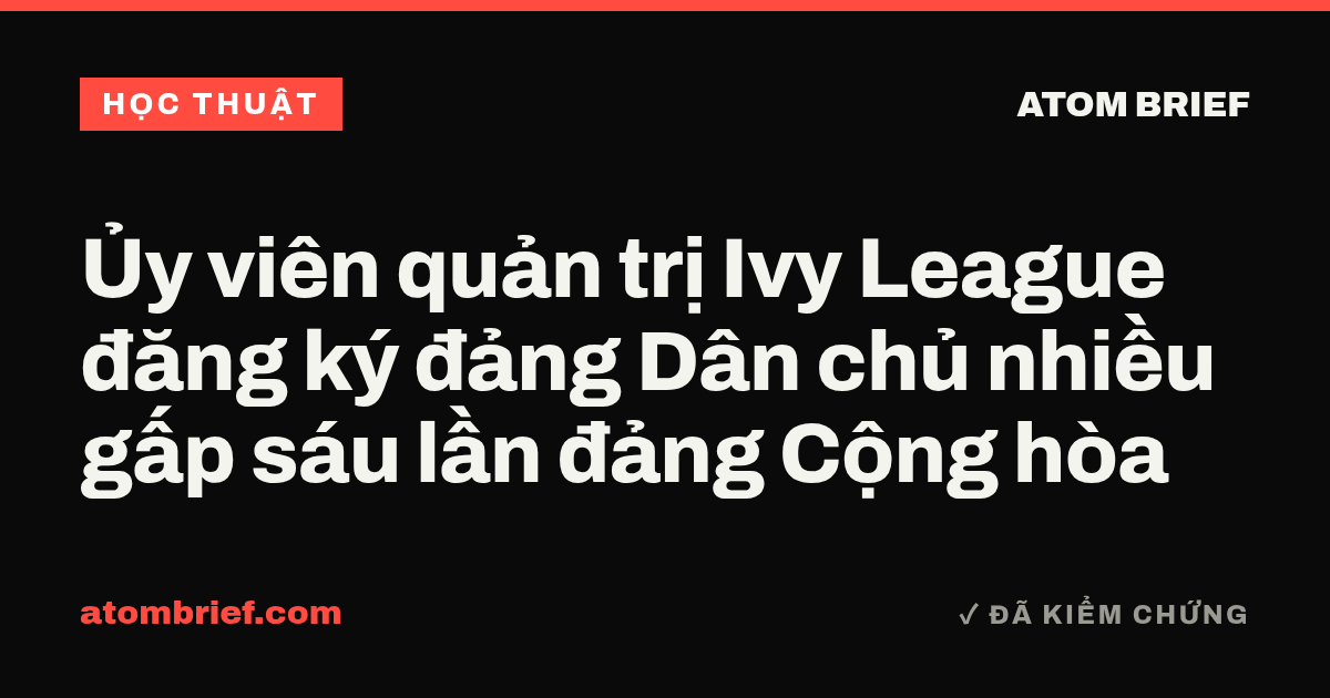 Ủy viên quản trị Ivy League đăng ký đảng Dân chủ nhiều gấp sáu lần đảng Cộng hòa