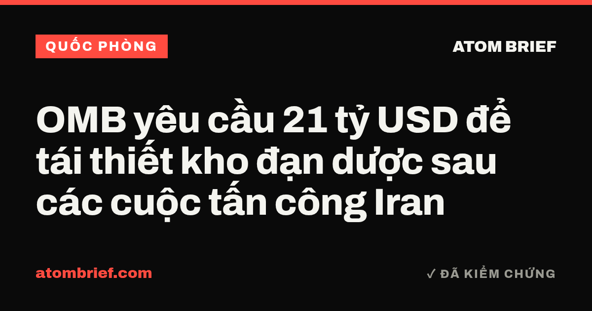 OMB yêu cầu 21 tỷ USD để tái thiết kho đạn dược sau các cuộc tấn công Iran