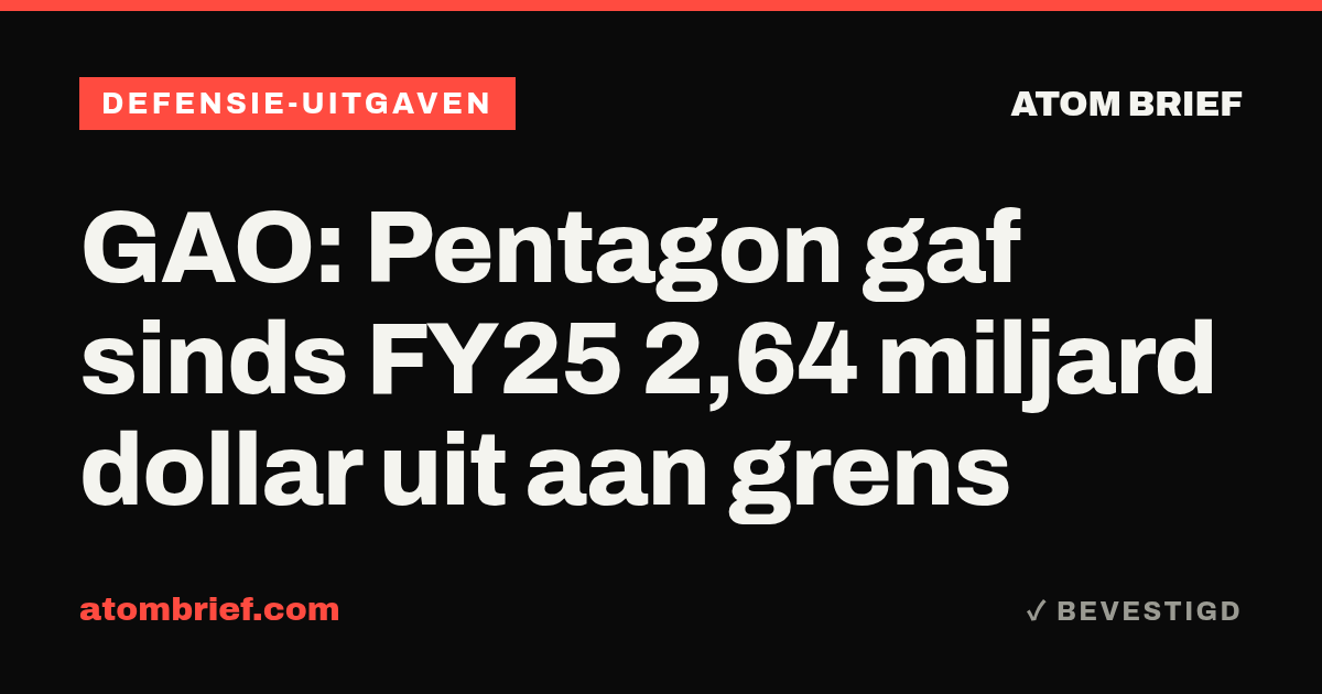 GAO: Pentagon gaf sinds FY25 2,64 miljard dollar uit aan grens