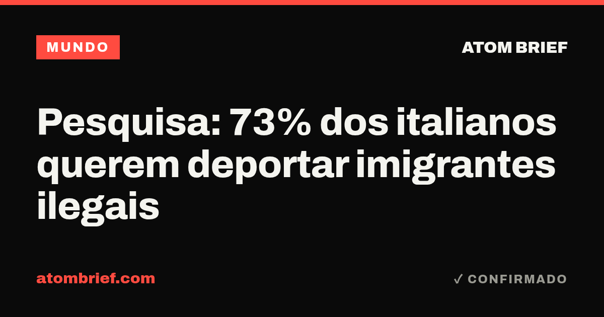 Pesquisa: 73% dos italianos querem deportar imigrantes ilegais