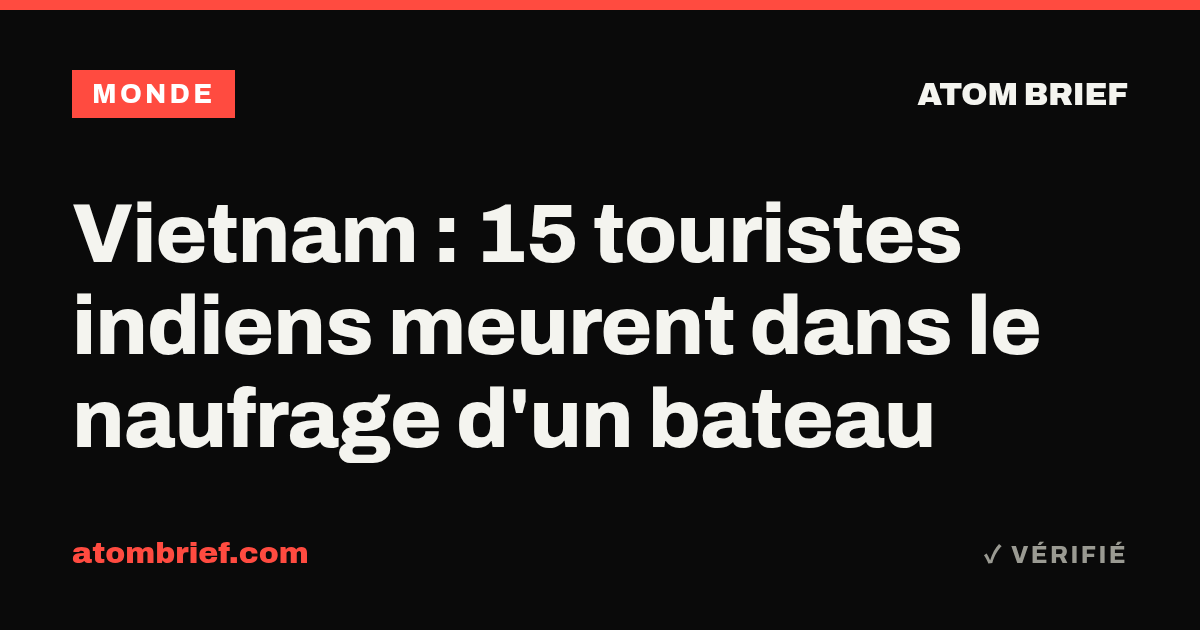 Vietnam : 15 touristes indiens meurent dans le naufrage d'un bateau