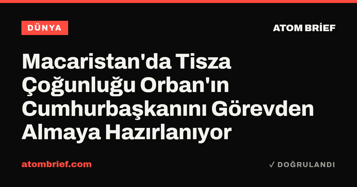 Macaristan'da Tisza Çoğunluğu Orban'ın Cumhurbaşkanını Görevden Almaya Hazırlanıyor