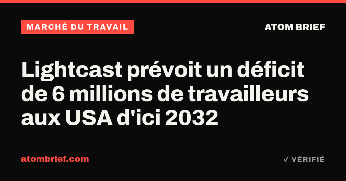 Lightcast prévoit un déficit de 6 millions de travailleurs aux USA d'ici 2032