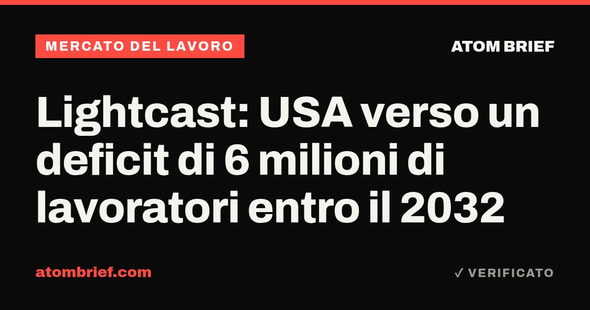 Lightcast: USA verso un deficit di 6 milioni di lavoratori entro il 2032