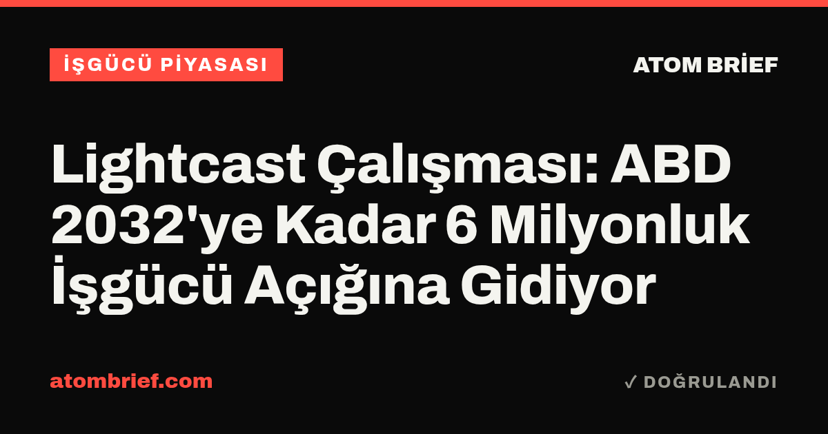 Lightcast Çalışması: ABD 2032'ye Kadar 6 Milyonluk İşgücü Açığına Gidiyor