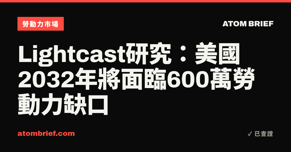 Lightcast研究：美國2032年將面臨600萬勞動力缺口