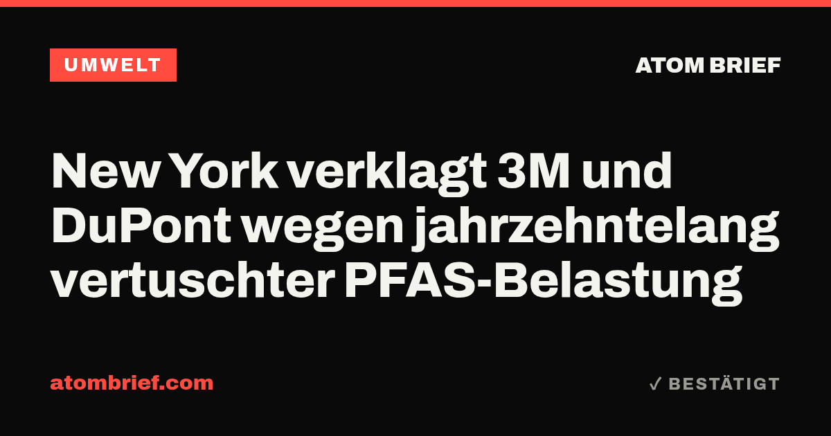 New York verklagt 3M und DuPont wegen jahrzehntelang vertuschter PFAS-Belastung