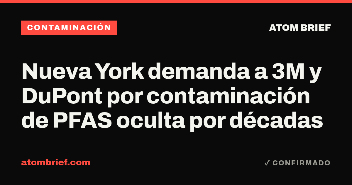 Nueva York demanda a 3M y DuPont por contaminación de PFAS oculta por décadas