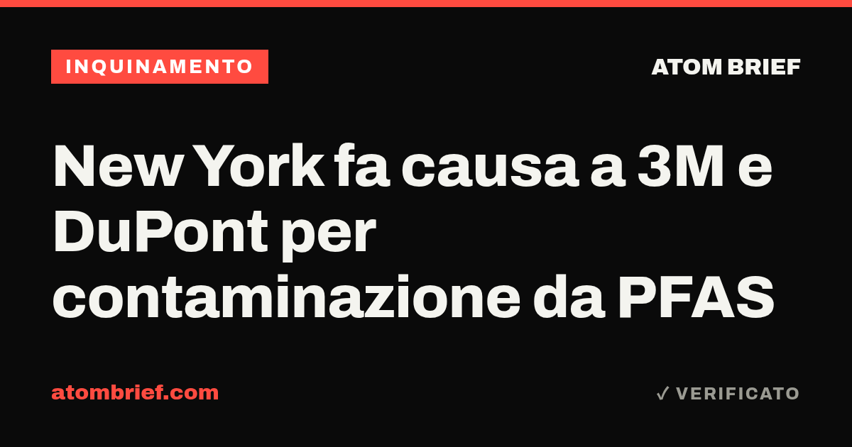 New York fa causa a 3M e DuPont per contaminazione da PFAS