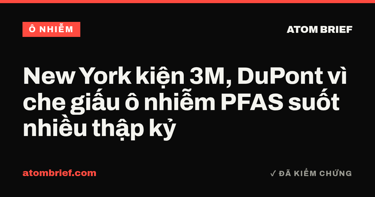 New York kiện 3M, DuPont vì che giấu ô nhiễm PFAS suốt nhiều thập kỷ