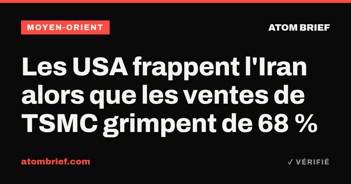 Les USA frappent l'Iran alors que les ventes de TSMC grimpent de 68 %