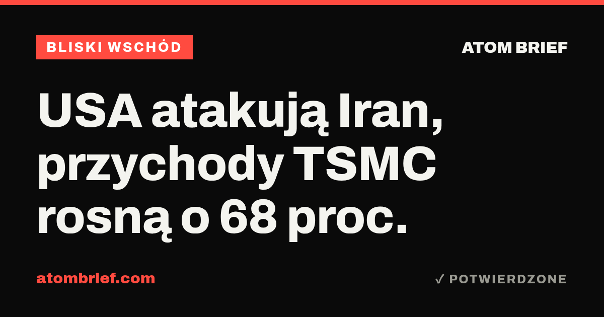 USA atakują Iran, przychody TSMC rosną o 68 proc.