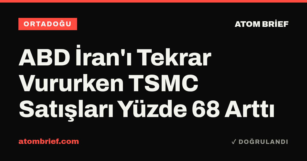 ABD İran'ı Tekrar Vururken TSMC Satışları Yüzde 68 Arttı