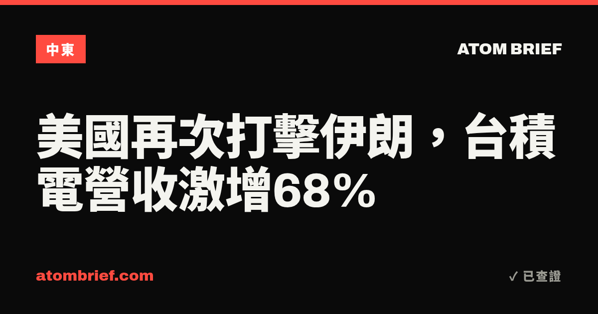 美國再次打擊伊朗，台積電營收激增68%