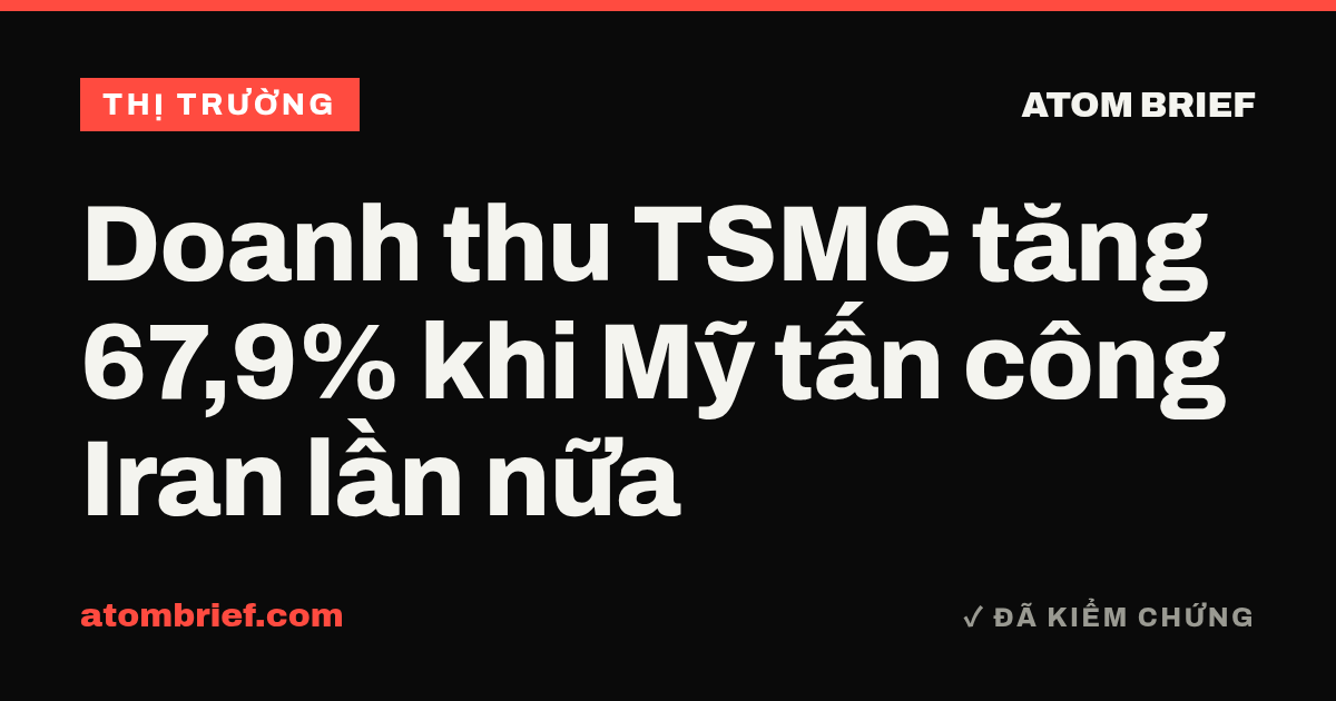 Doanh thu TSMC tăng 67,9% khi Mỹ tấn công Iran lần nữa
