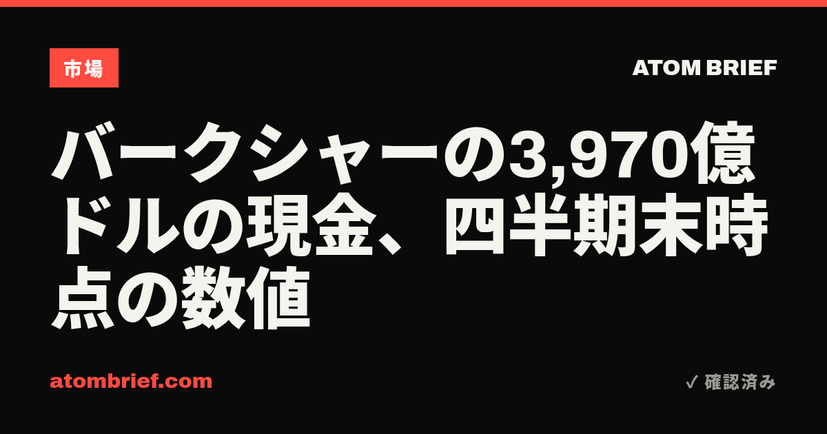 バークシャーの3,970億ドルの現金、四半期末時点の数値