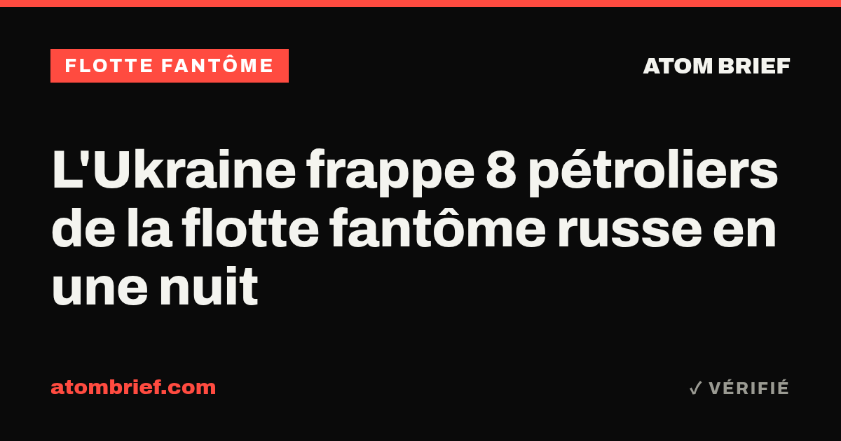 L'Ukraine frappe 8 pétroliers de la flotte fantôme russe en une nuit