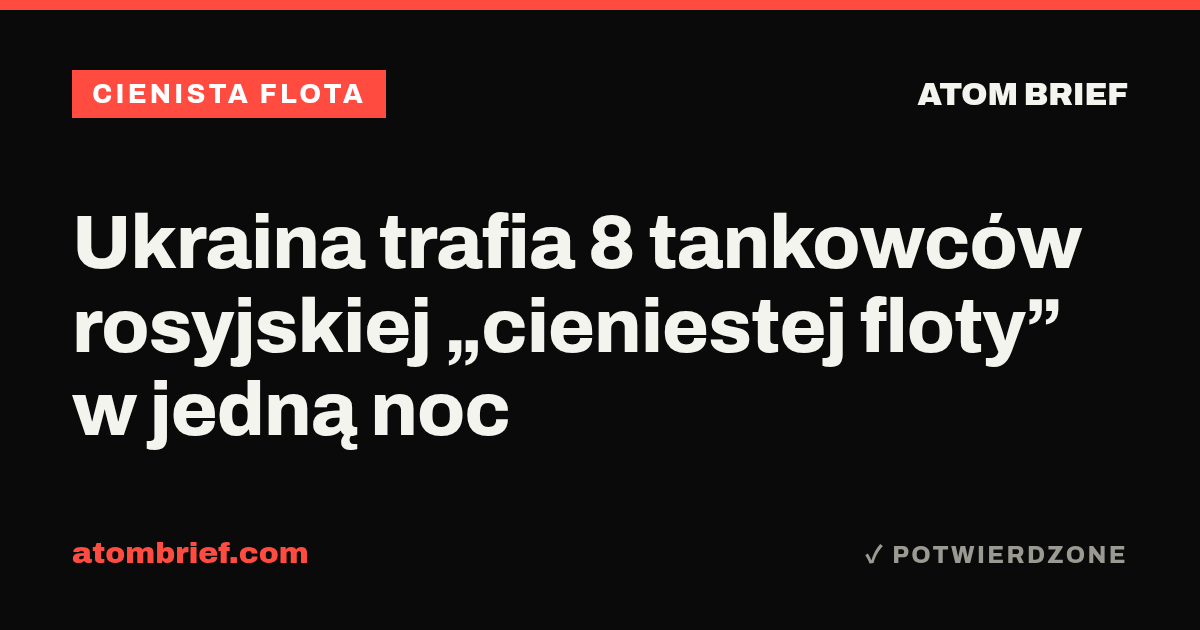 Ukraina trafia 8 tankowców rosyjskiej „cieniestej floty” w jedną noc