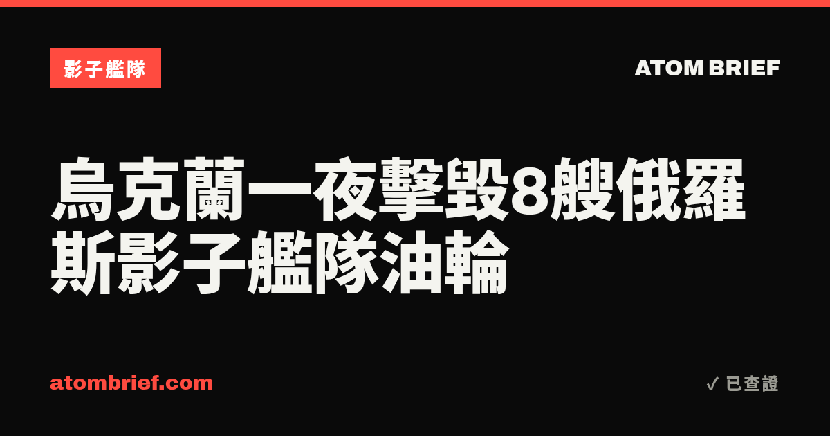 烏克蘭一夜擊毀8艘俄羅斯影子艦隊油輪