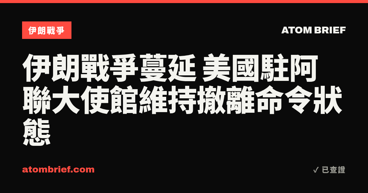 伊朗戰爭蔓延 美國駐阿聯大使館維持撤離命令狀態