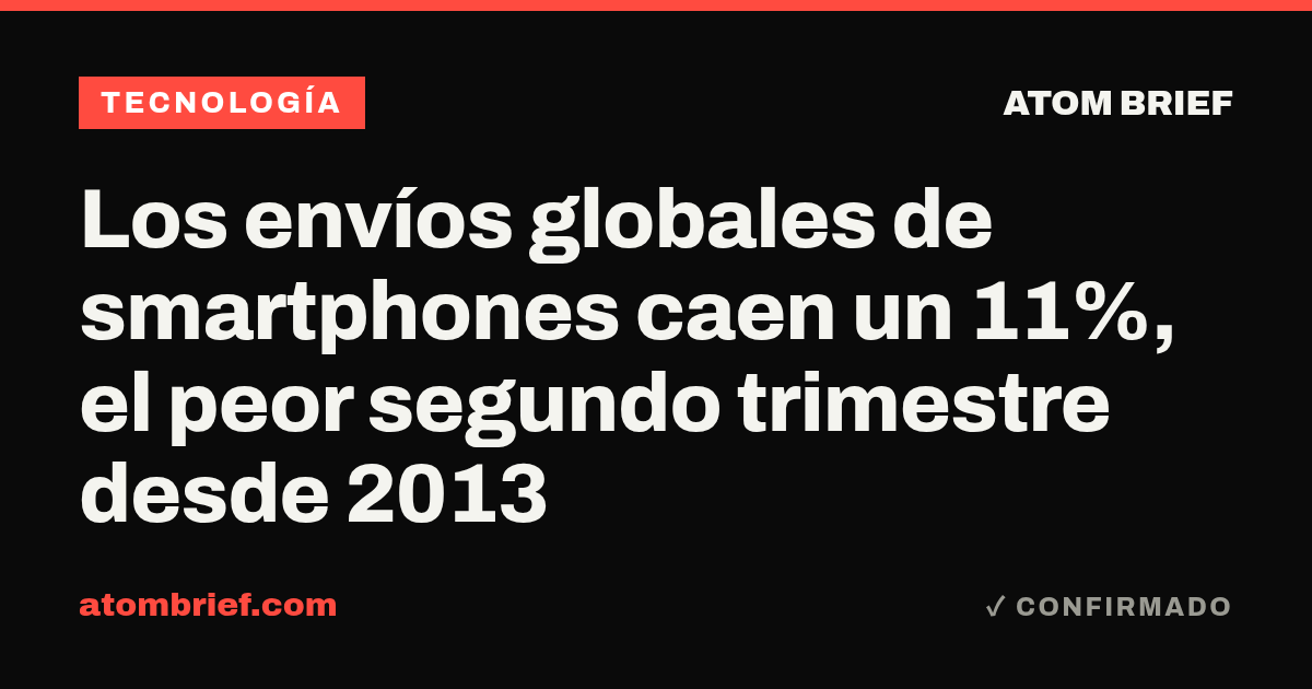 Los envíos globales de smartphones caen un 11%, el peor segundo trimestre desde 2013
