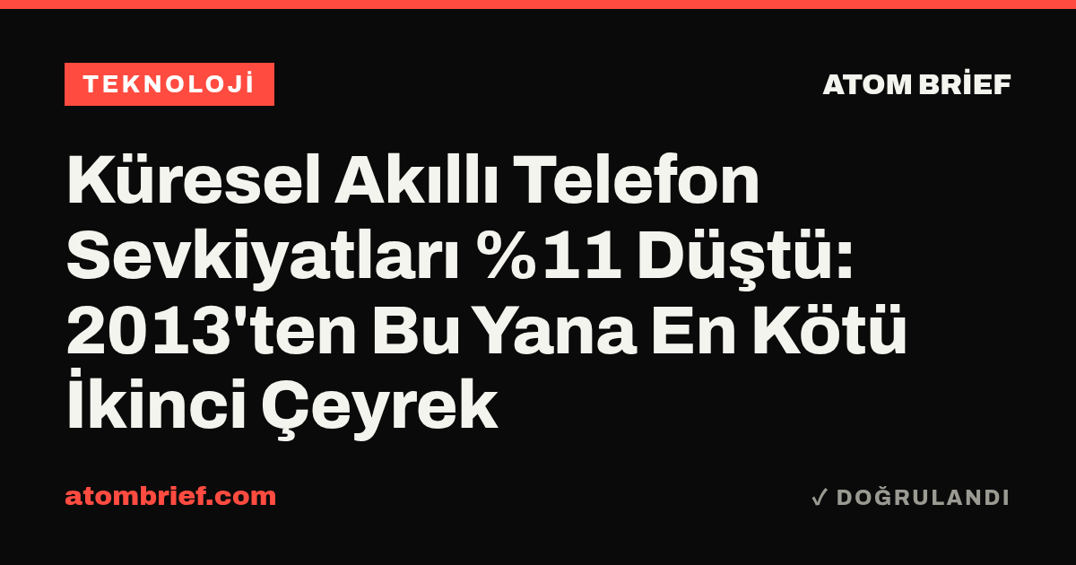 Küresel Akıllı Telefon Sevkiyatları %11 Düştü: 2013'ten Bu Yana En Kötü İkinci Çeyrek