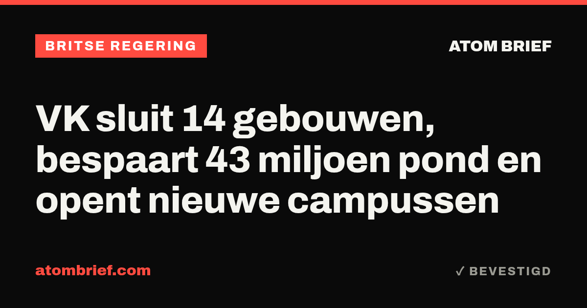 VK sluit 14 gebouwen, bespaart 43 miljoen pond en opent nieuwe campussen