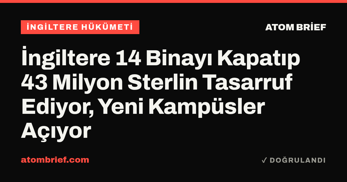 İngiltere 14 Binayı Kapatıp 43 Milyon Sterlin Tasarruf Ediyor, Yeni Kampüsler Açıyor