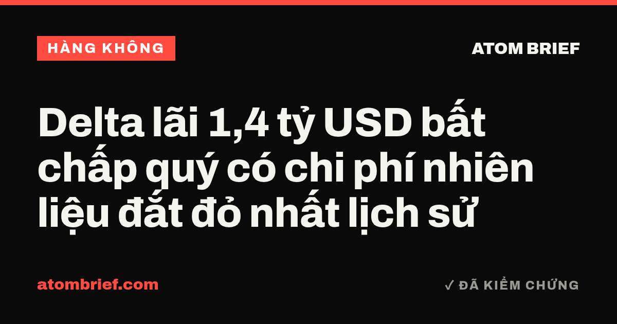 Delta lãi 1,4 tỷ USD bất chấp quý có chi phí nhiên liệu đắt đỏ nhất lịch sử