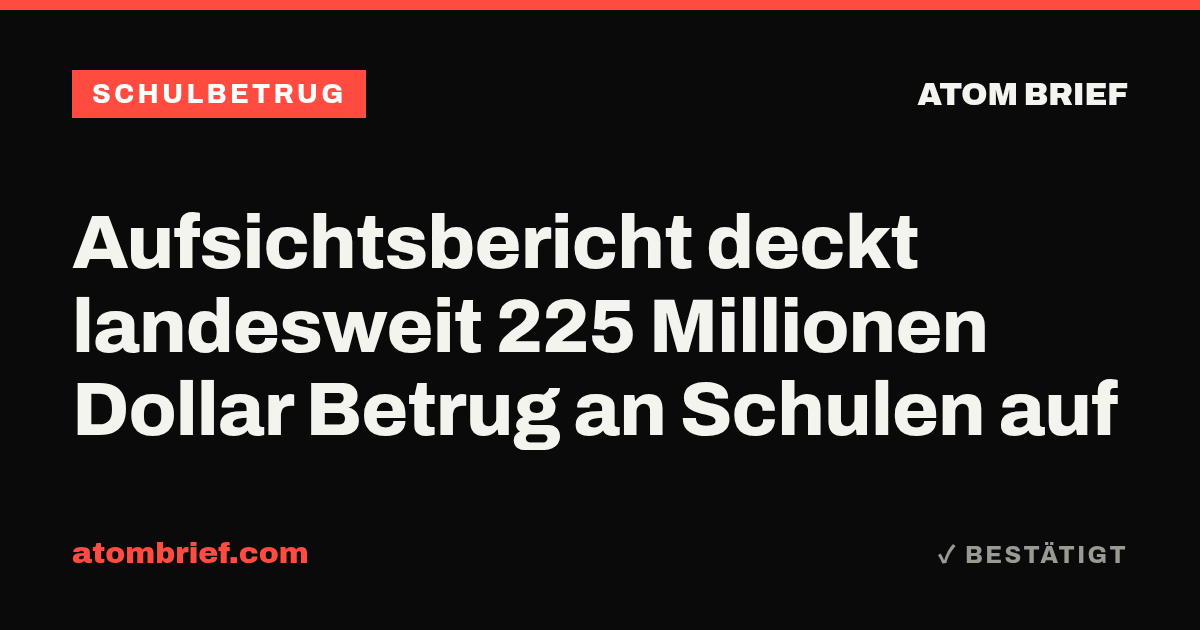 Aufsichtsbericht deckt landesweit 225 Millionen Dollar Betrug an Schulen auf