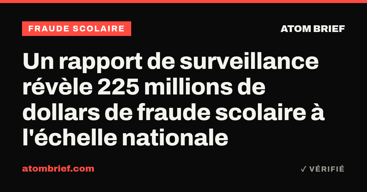 Un rapport de surveillance révèle 225 millions de dollars de fraude scolaire à l'échelle nationale