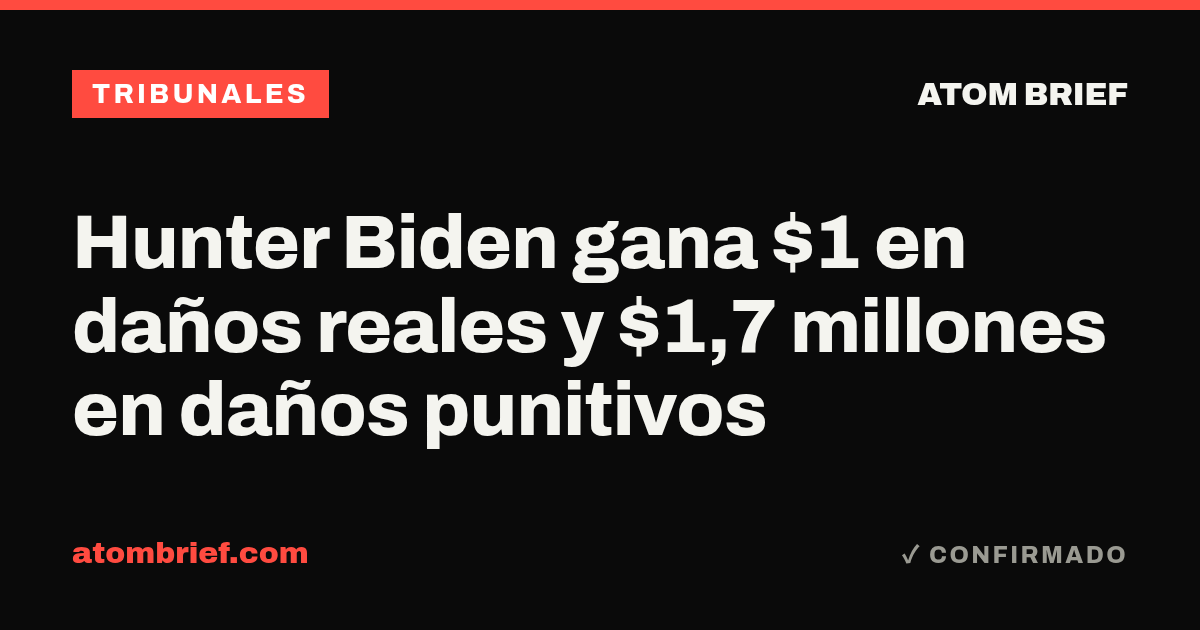 Hunter Biden gana $1 en daños reales y $1,7 millones en daños punitivos