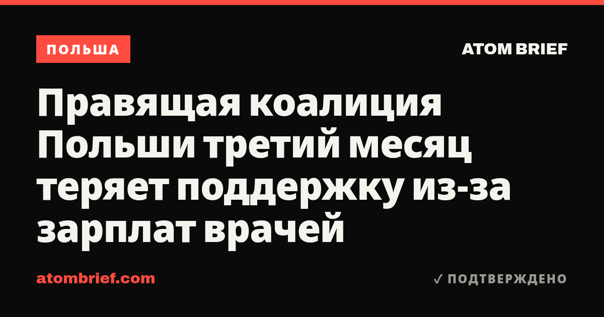 Правящая коалиция Польши третий месяц теряет поддержку из-за зарплат врачей
