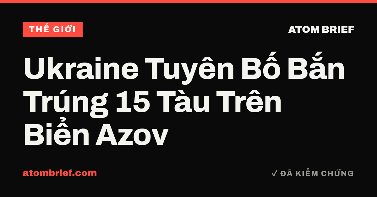 Ukraine Tuyên Bố Bắn Trúng 15 Tàu Trên Biển Azov