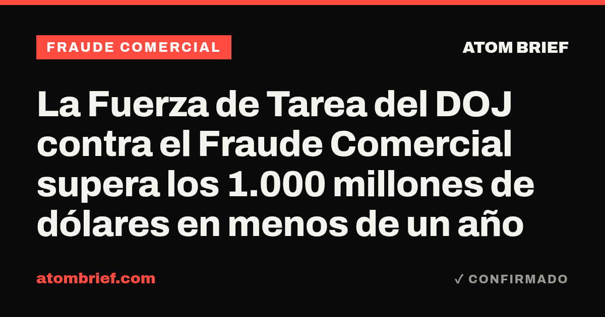 La Fuerza de Tarea del DOJ contra el Fraude Comercial supera los 1.000 millones de dólares en menos de un año