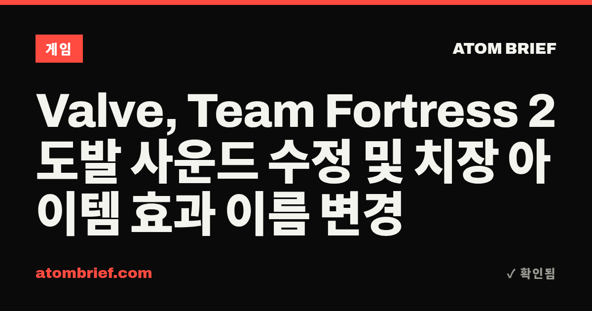 Valve, Team Fortress 2 도발 사운드 수정 및 치장 아이템 효과 이름 변경