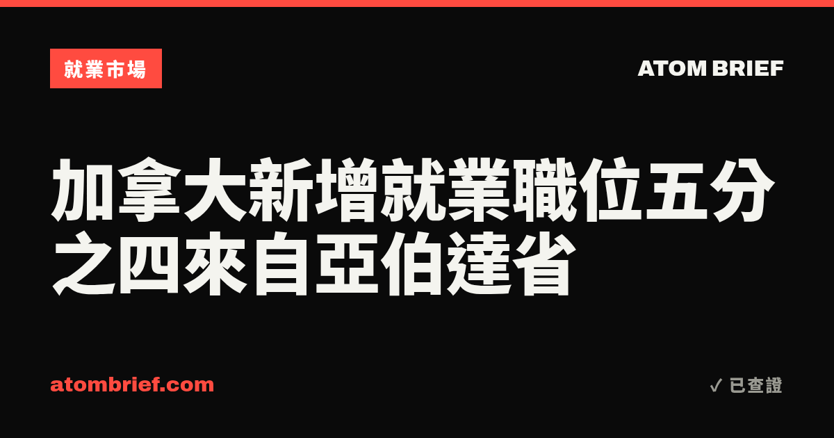 加拿大新增就業職位五分之四來自亞伯達省