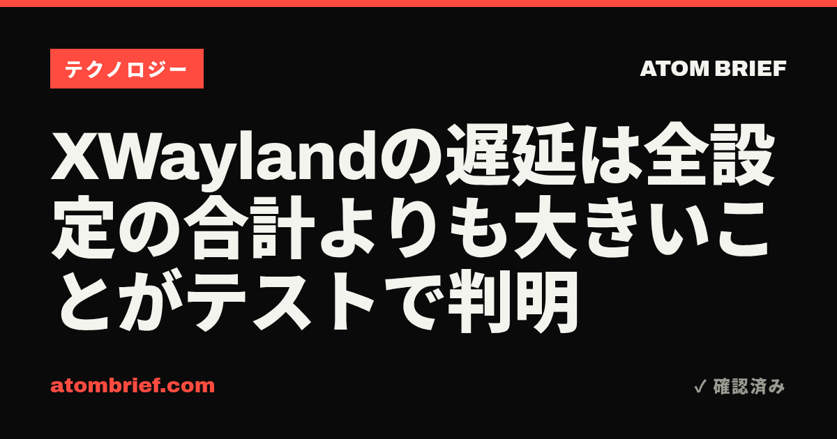 XWaylandの遅延は全設定の合計よりも大きいことがテストで判明