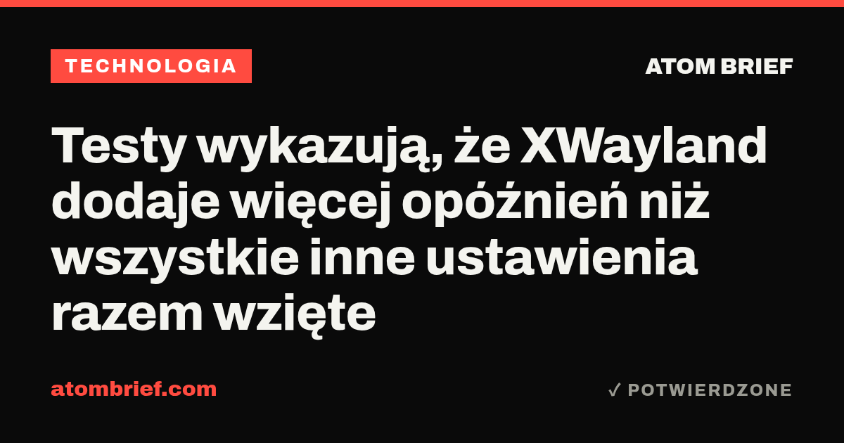 Testy wykazują, że XWayland dodaje więcej opóźnień niż wszystkie inne ustawienia razem wzięte