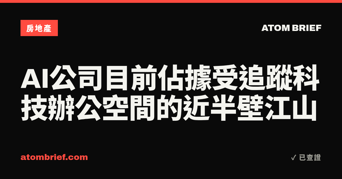 AI公司目前佔據受追蹤科技辦公空間的近半壁江山