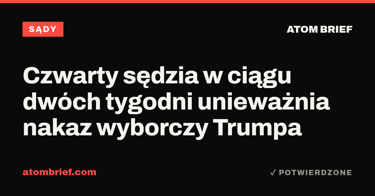 Czwarty sędzia w ciągu dwóch tygodni unieważnia nakaz wyborczy Trumpa