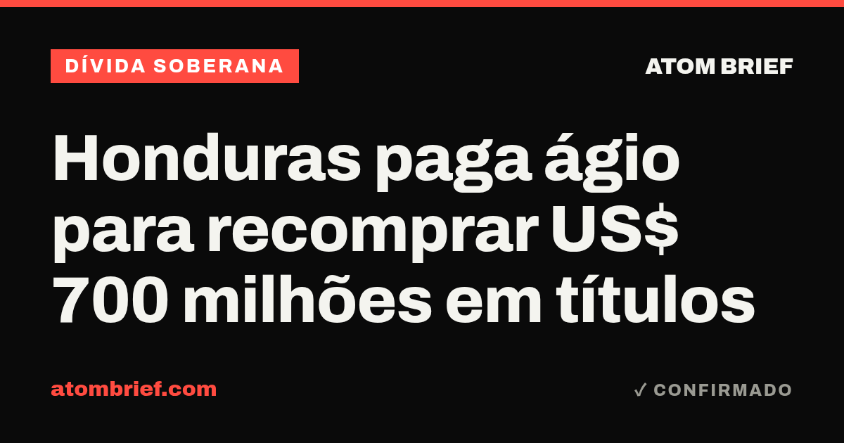 Honduras paga ágio para recomprar US$ 700 milhões em títulos