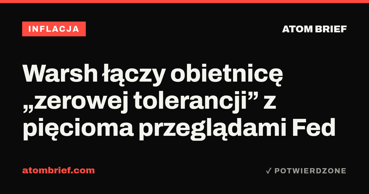 Warsh łączy obietnicę „zerowej tolerancji” z pięcioma przeglądami Fed