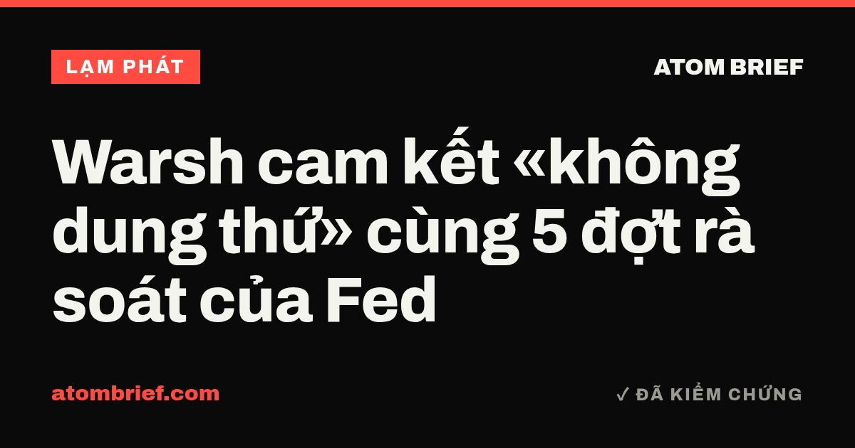 Warsh cam kết «không dung thứ» cùng 5 đợt rà soát của Fed