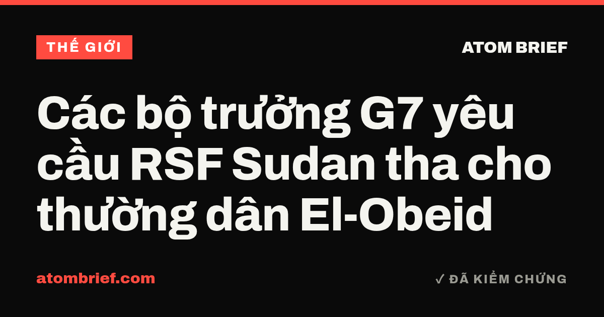 Các bộ trưởng G7 yêu cầu RSF Sudan tha cho thường dân El-Obeid
