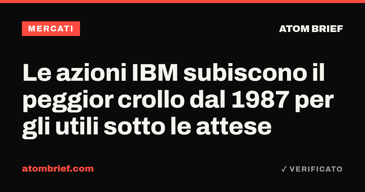 Le azioni IBM subiscono il peggior crollo dal 1987 per gli utili sotto le attese