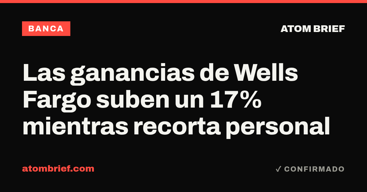 Las ganancias de Wells Fargo suben un 17% mientras recorta personal