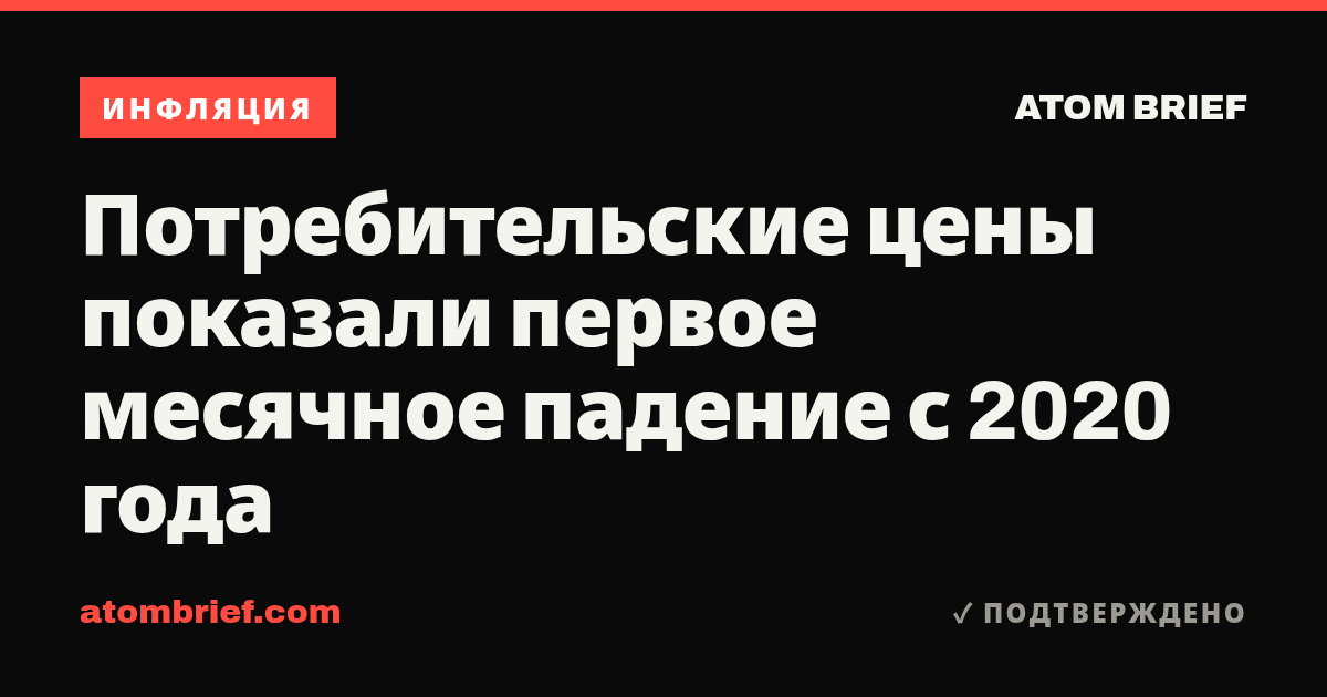Потребительские цены показали первое месячное падение с 2020 года
