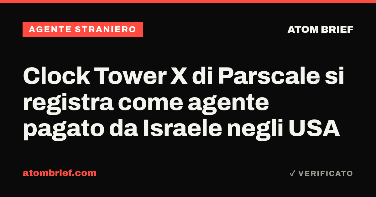 Clock Tower X di Parscale si registra come agente pagato da Israele negli USA