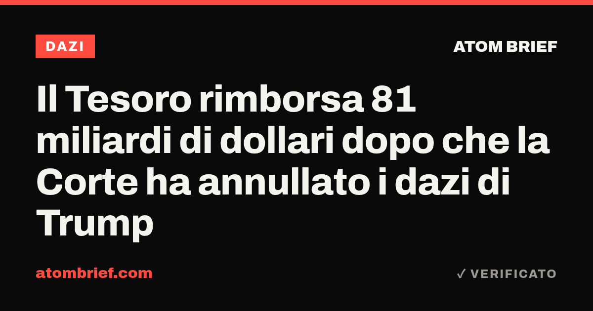 Il Tesoro rimborsa 81 miliardi di dollari dopo che la Corte ha annullato i dazi di Trump